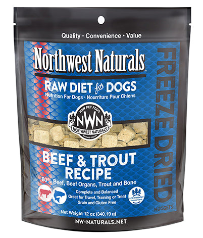 NORTHWEST NATURALS FREEZE DRIED RAW DIET DOG FOOD - Beef & Trout 12oz