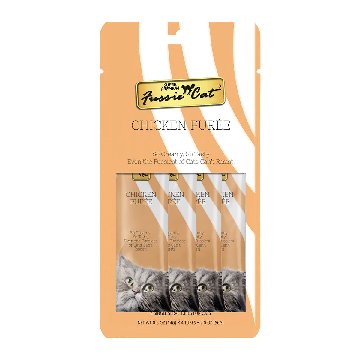 FUSSIE CAT CHICKEN PURÉE 4pk 0.5oz Single Serve Tubes