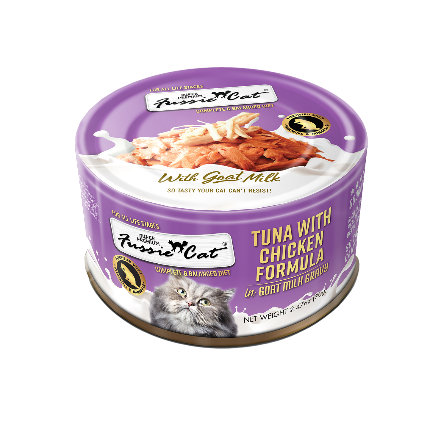 Fussie Cat Premium Tuna & Chicken in Goat Milk Gravy 2.47oz