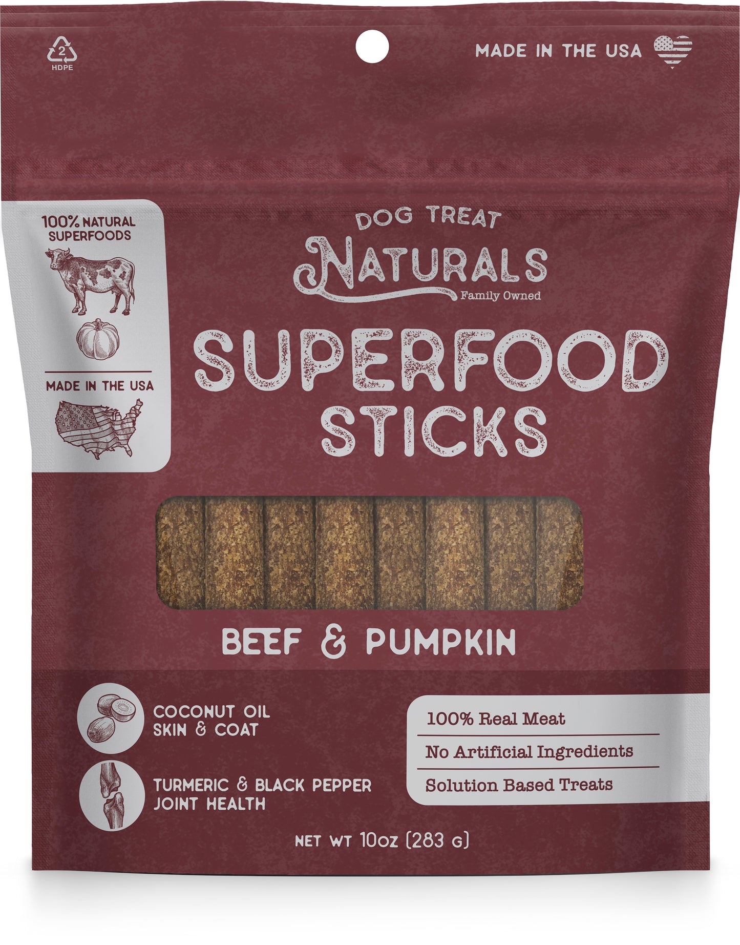 Dog Treat Naturals BEEF PUMPKIN SUPERFOOD STICKS