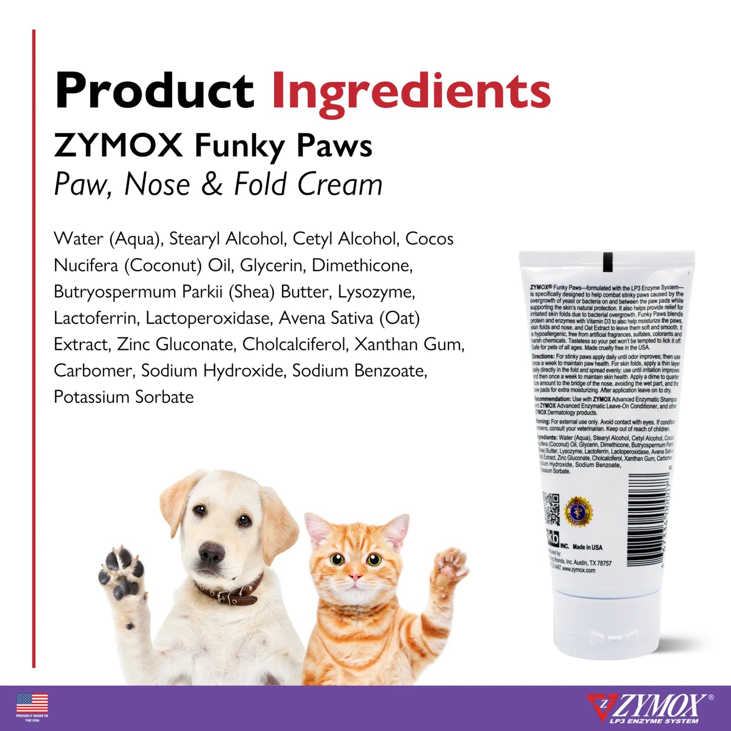 Funky Paws - Paw , Nose, and Fold Cream 3.2 oz Tube for Cats & Dogs