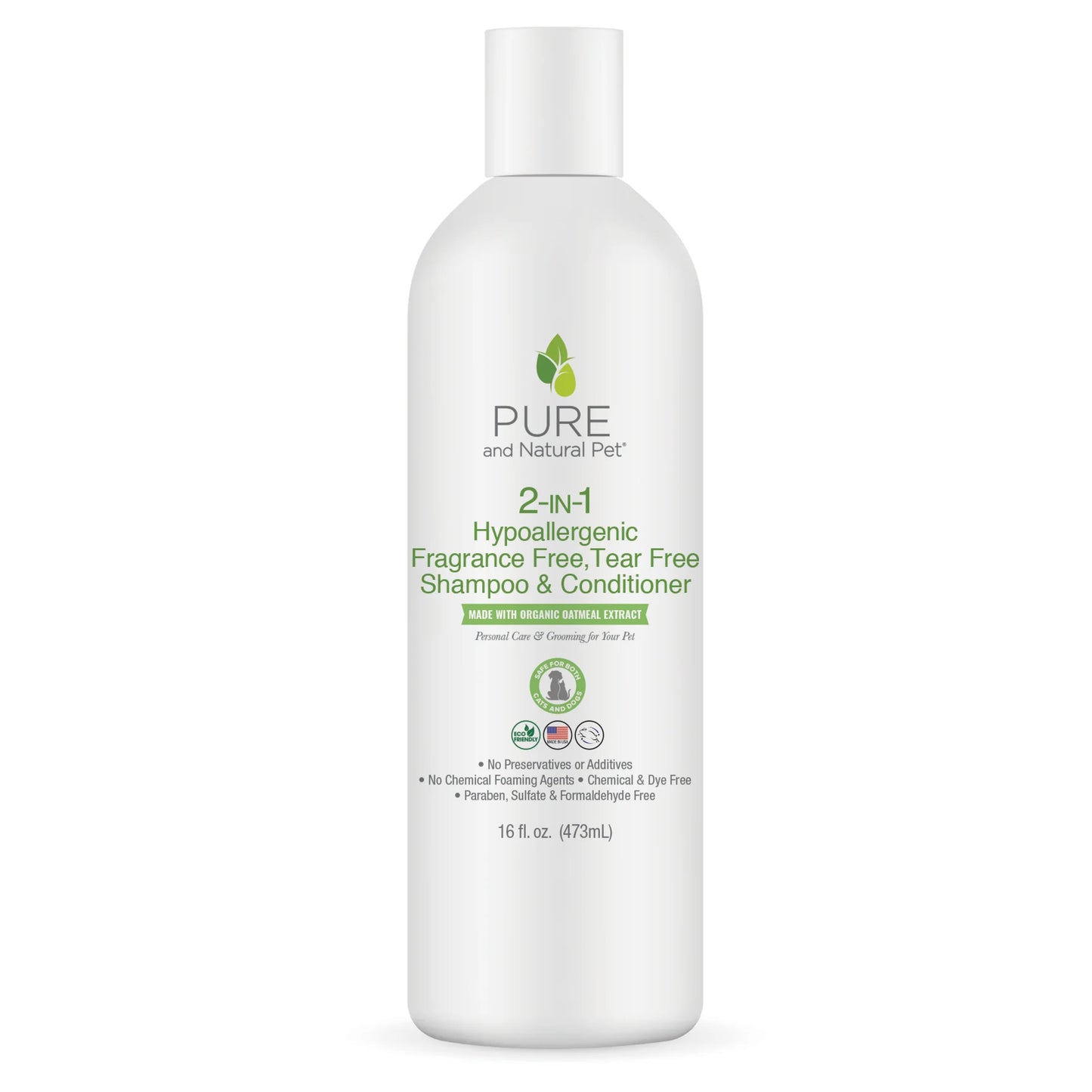 2-In-1 Grain-Free Organic Shampoo & Conditioner (Hypoallergenic Fragrance Free) 16oz