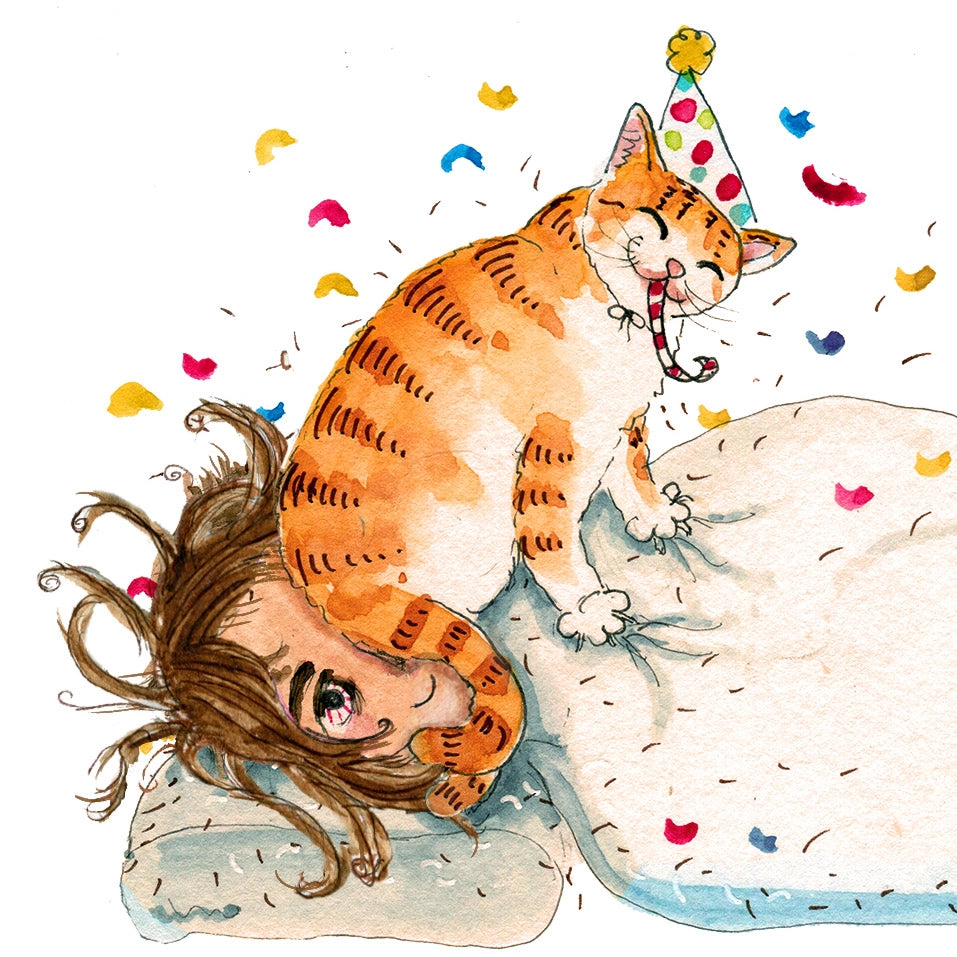 Rise and Shine Naughty Cat (MOM)- Greeting Card