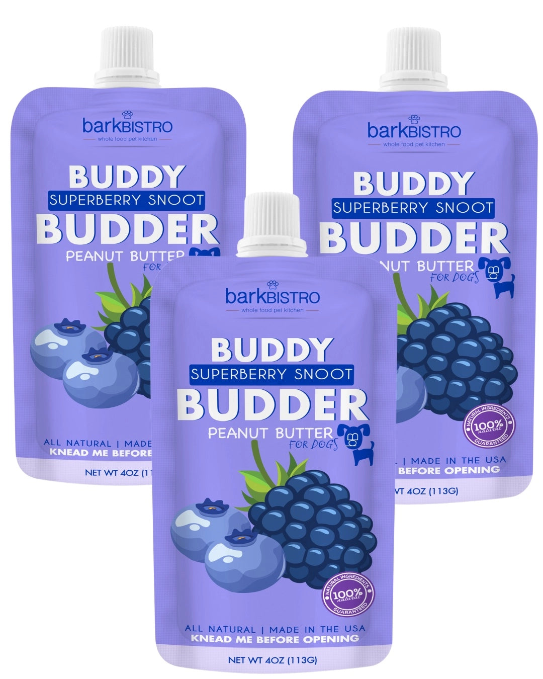 Bark Bistro Buddy Butter - Superberry Snoot 4oz squeeze pouch