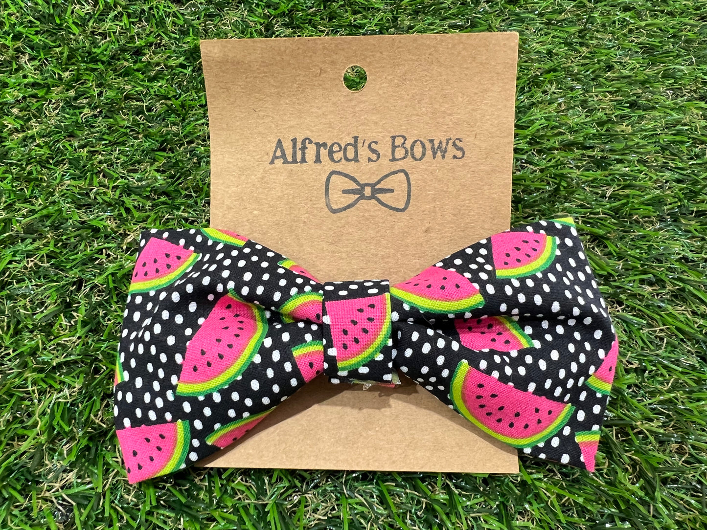 Alfred's Bows Watermelon and Black Polka Dots Medium Bow