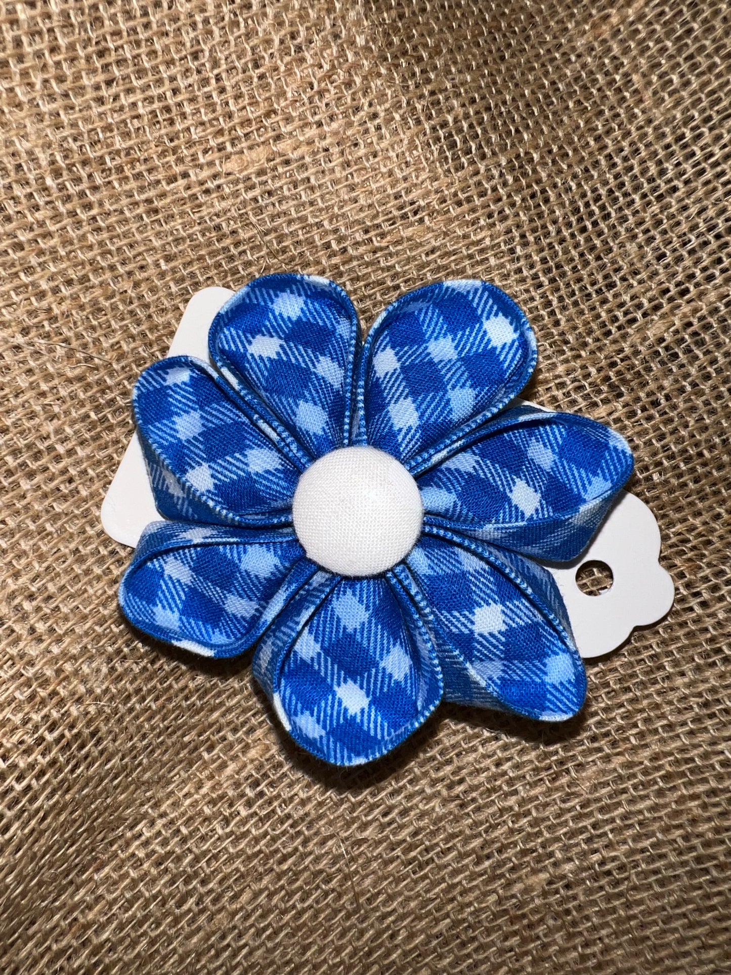 Alfred's Bows Blue & White checkers Flower