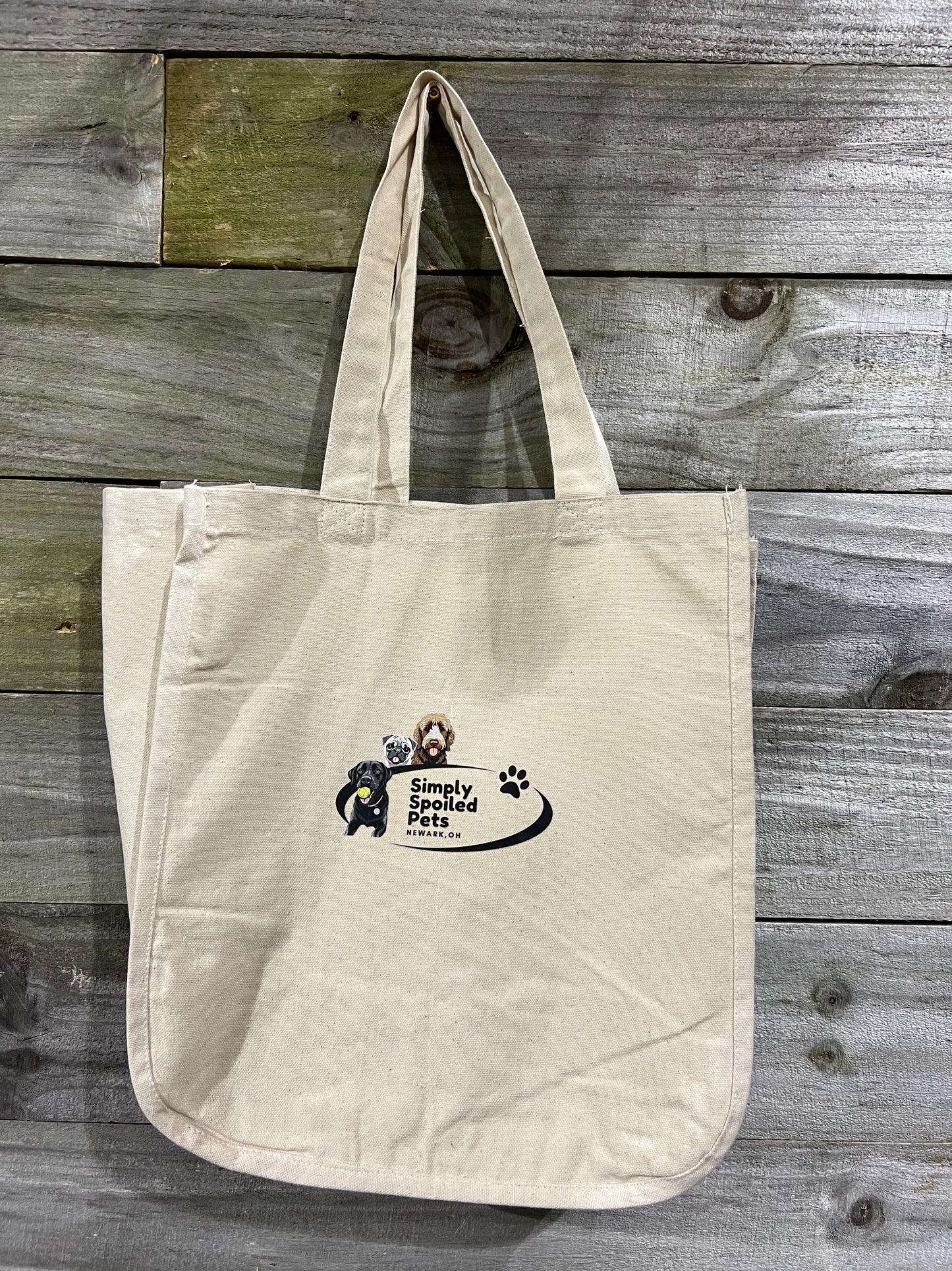Canvas Tote Bag with Multiple inside pockets (Simply Spoiled Pets Logo)