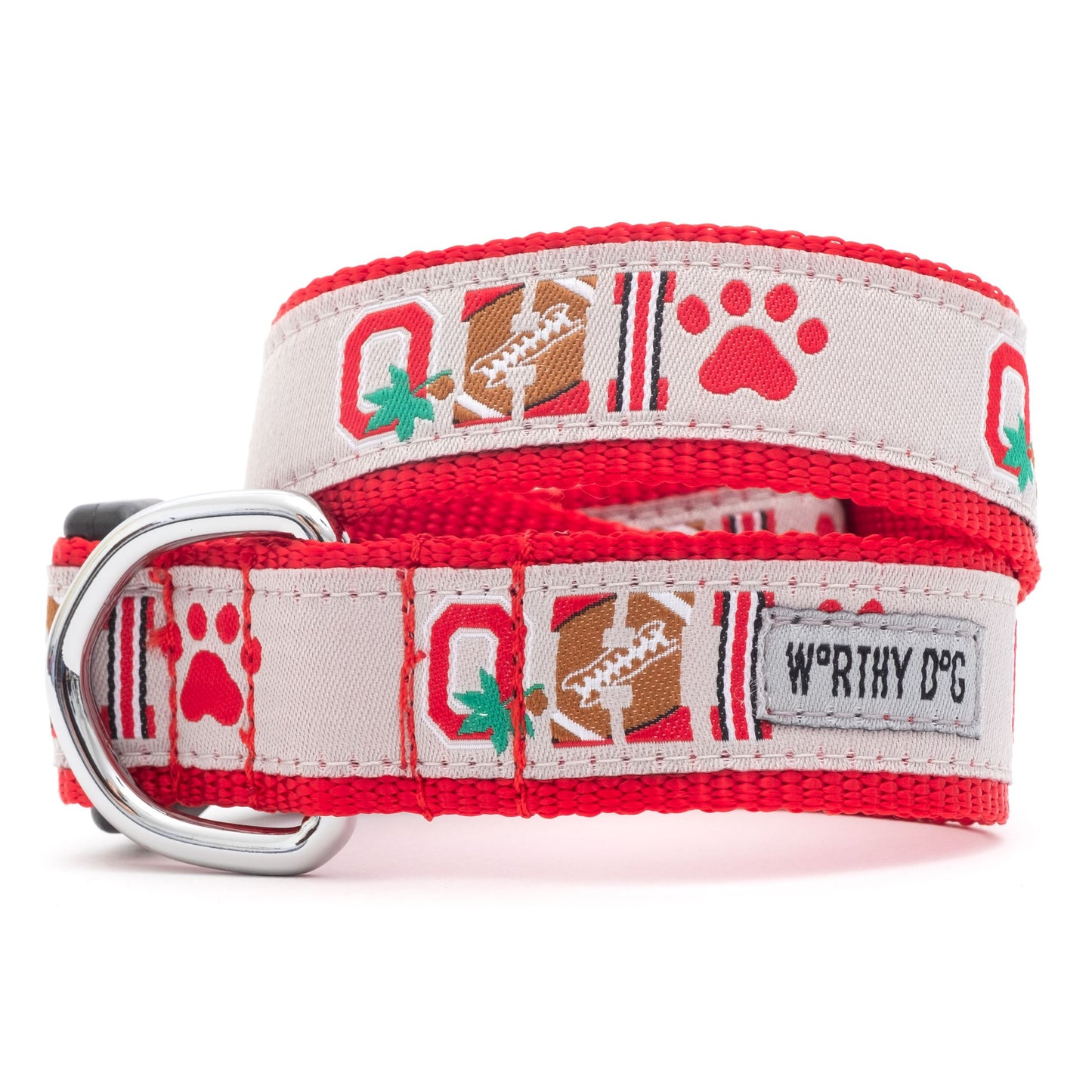 "The Ohio State Buckeyes Paw Print OH-IO" Dog Collar by The Worthy Dog