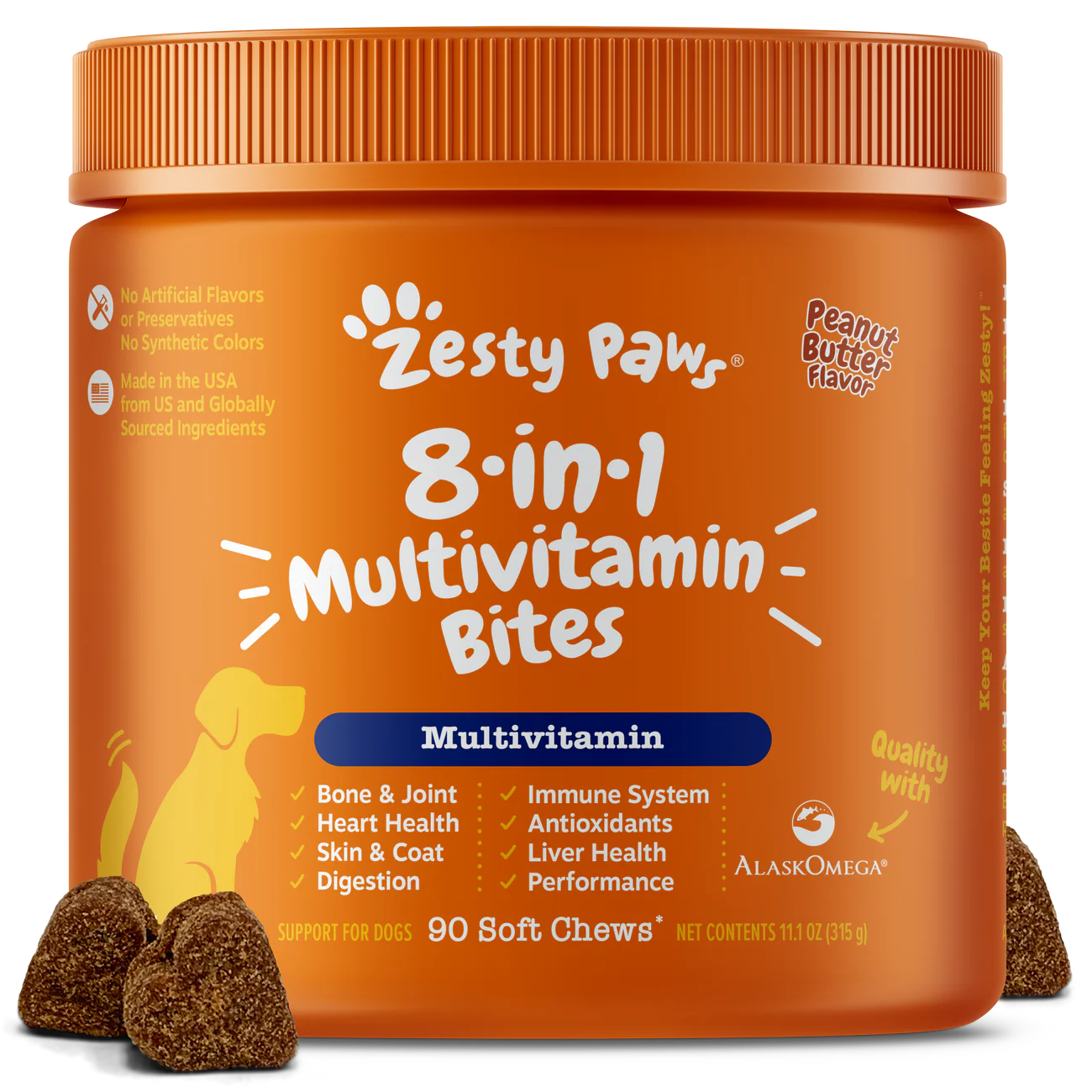 Zesty Paws 8-in-1 Multivitamin Bites Peanut Butter 90ct