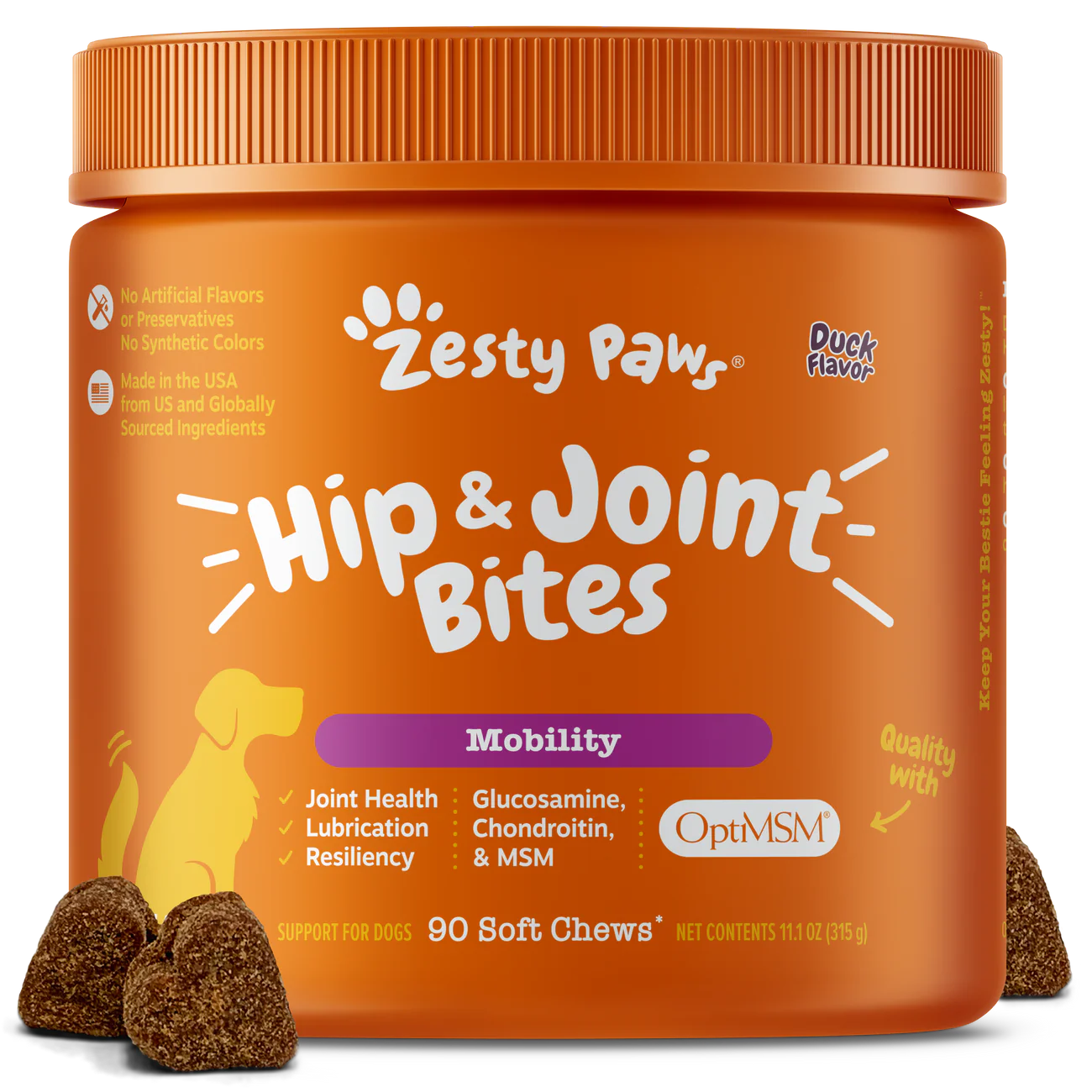 Zesty Paws Hip & Joint Mobility Bites for Dogs 90ct Duck
