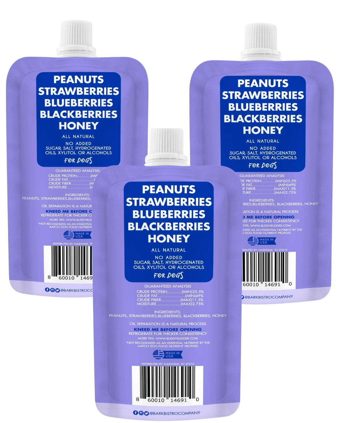 Bark Bistro Buddy Butter - Superberry Snoot 4oz squeeze pouch