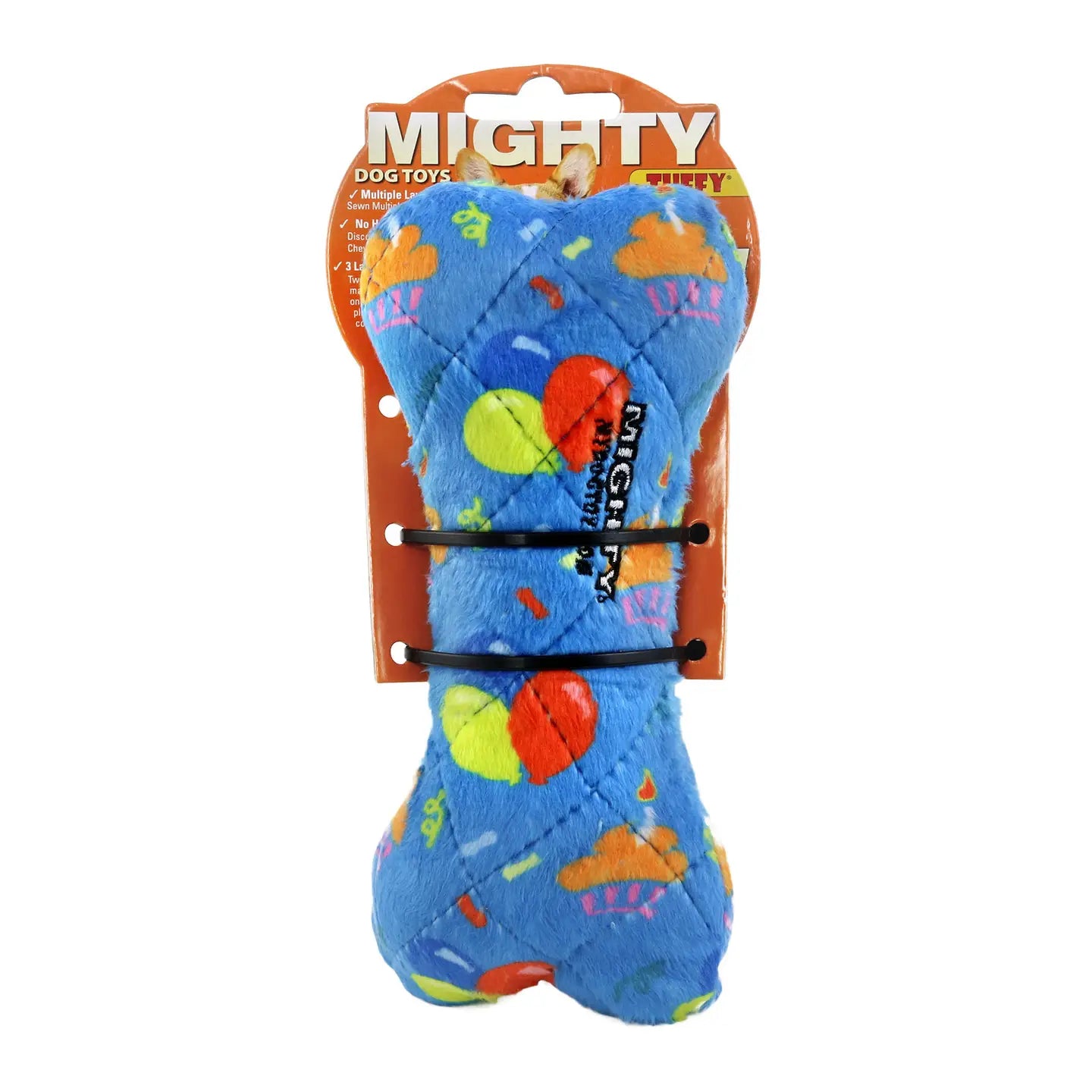 Mighty Bone - Celebration Squeaky Dog Toy, No Stuffing (MEDIUM)