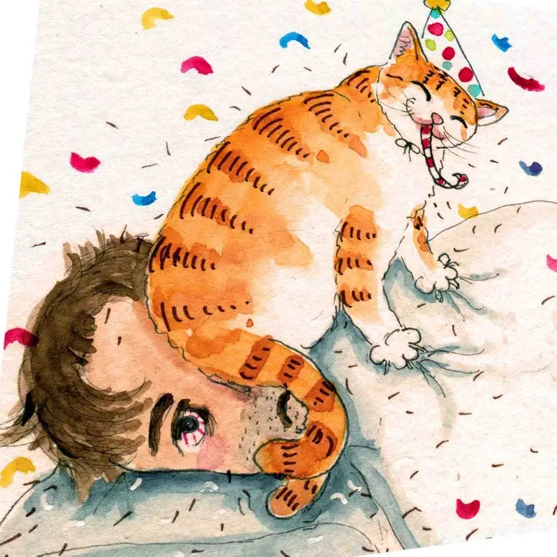 Rise and Shine Naughty Cat (DAD)- Greeting Card