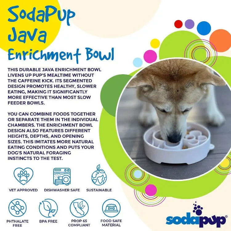 SODAPUP JAVA DESIGN EBOWL ENRICHMENT SLOW FEEDER FOR DOGS