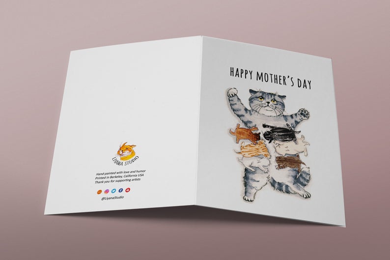 Tired Cat Mama - Greeting Card