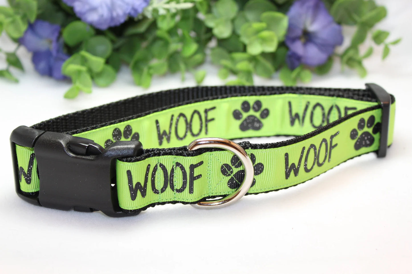 Trendies Green Woof Dog Collar