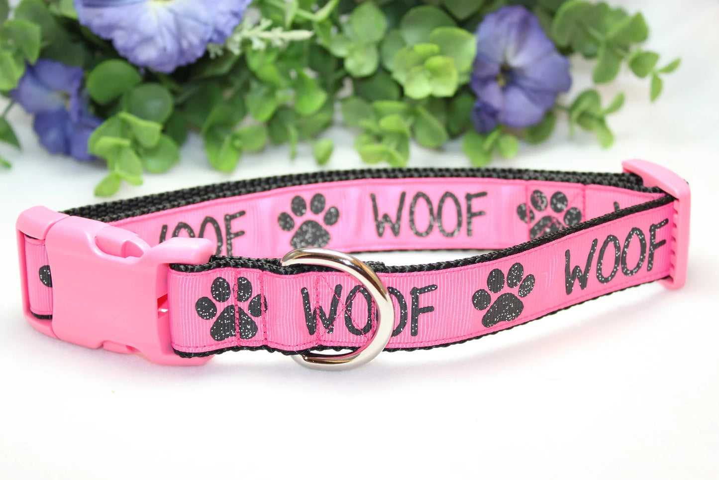 Trendies Pink Woof Dog Collar/Leash