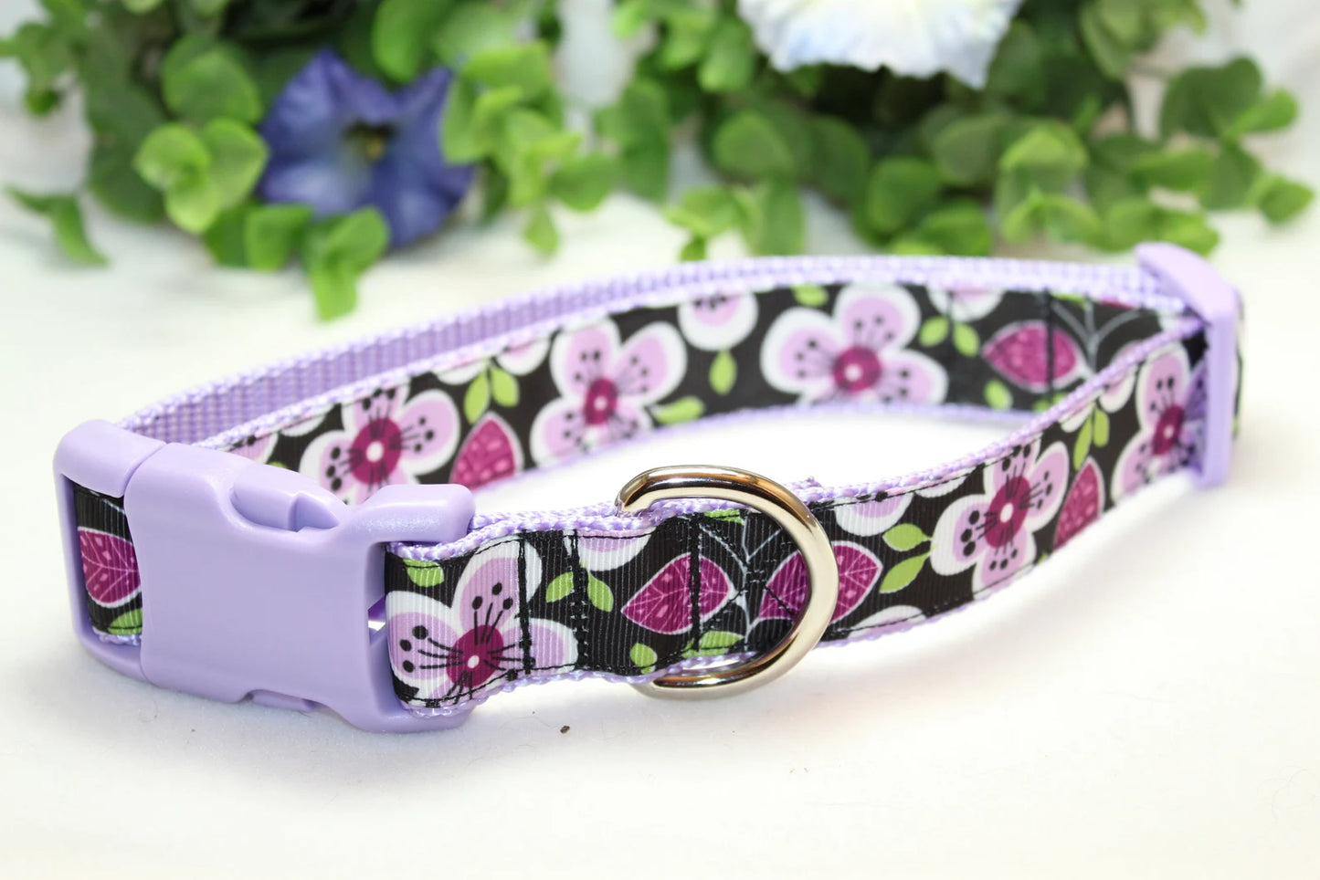 Trendies Purple Rose Dog Collar