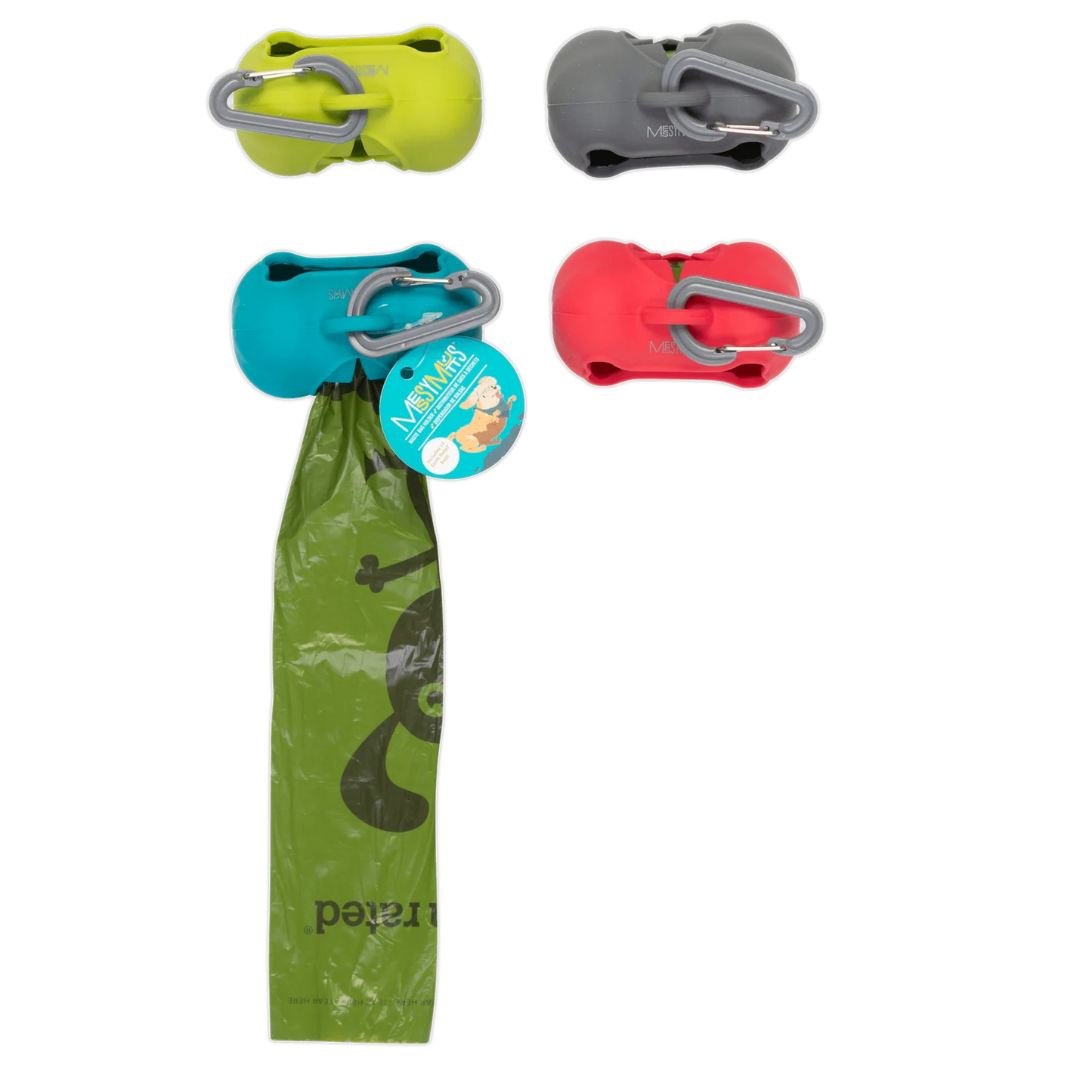 Messy Mutts Silicone Dog Waste Bag Holder, 15 Poop Bags Included