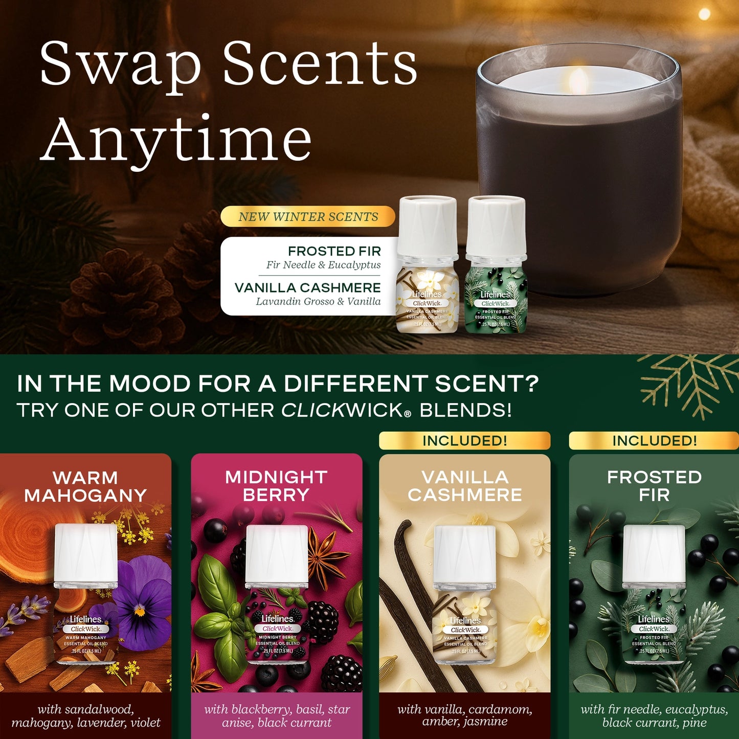 Flameless Candle Diffuser - Winter with 2 Clickwicks