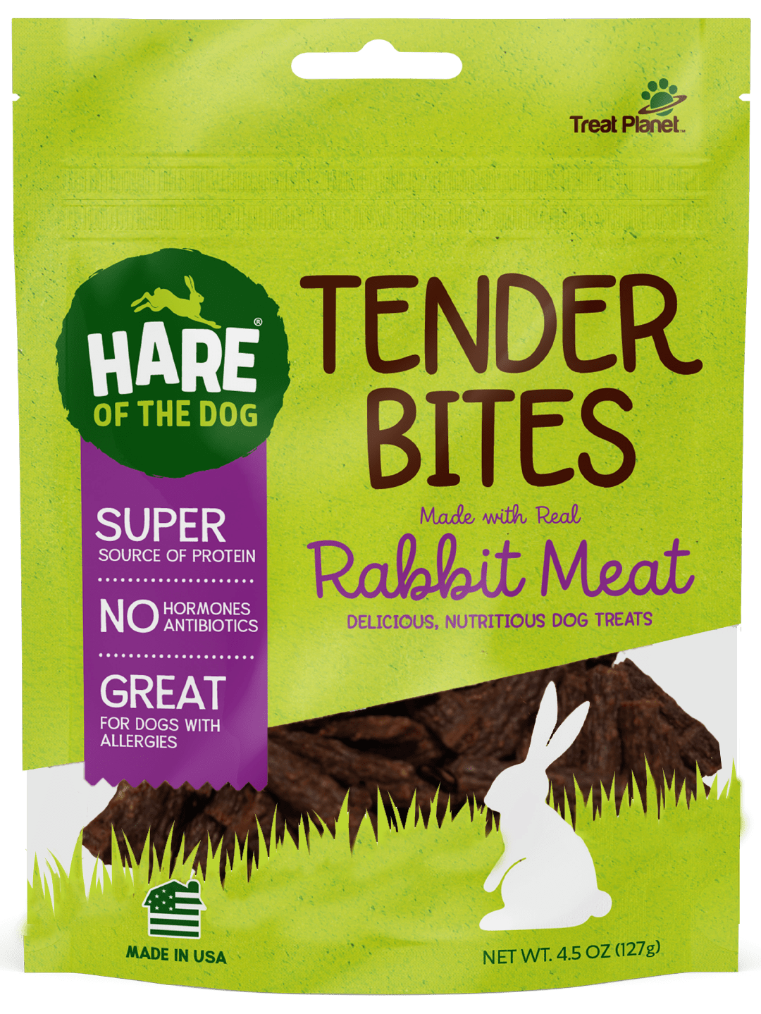 HARE OF THE DOG 4.5 OZ 100% RABBIT TENDER BITE TREAT GF