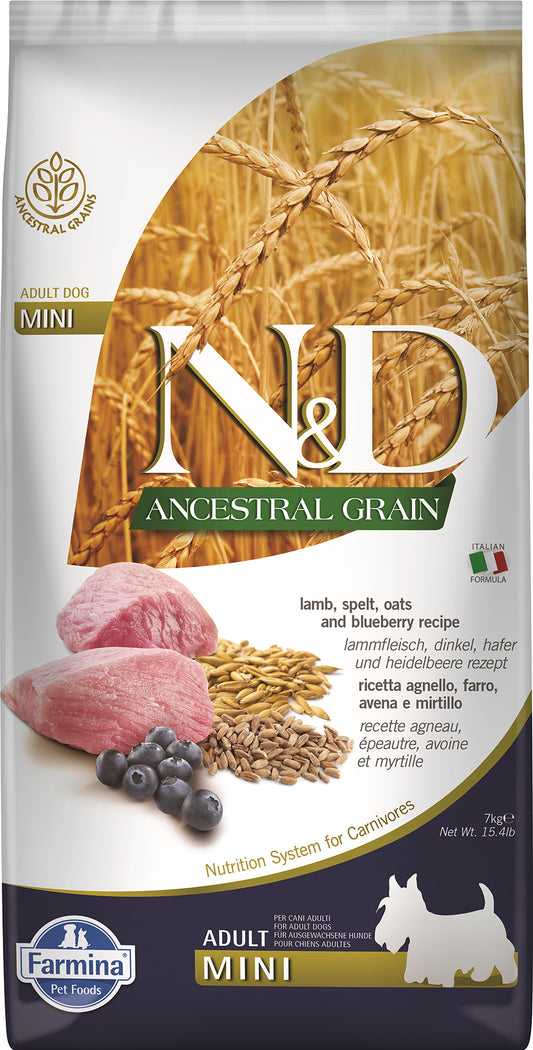 FARMINA 15.4 LB ADULT DOG DRY LAMB MINI ANCESTRAL GRAIN (SPECIAL ORDER)