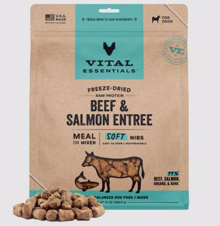 Soft Nibs Freeze Dried Entree Mixer for Dogs BEEF & SALMON 14oz