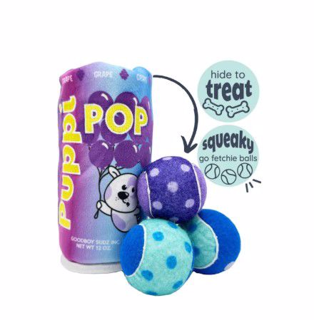 GRAPE PUPPI POP SQUEAK N PEEK PLUSH DOG TOY
