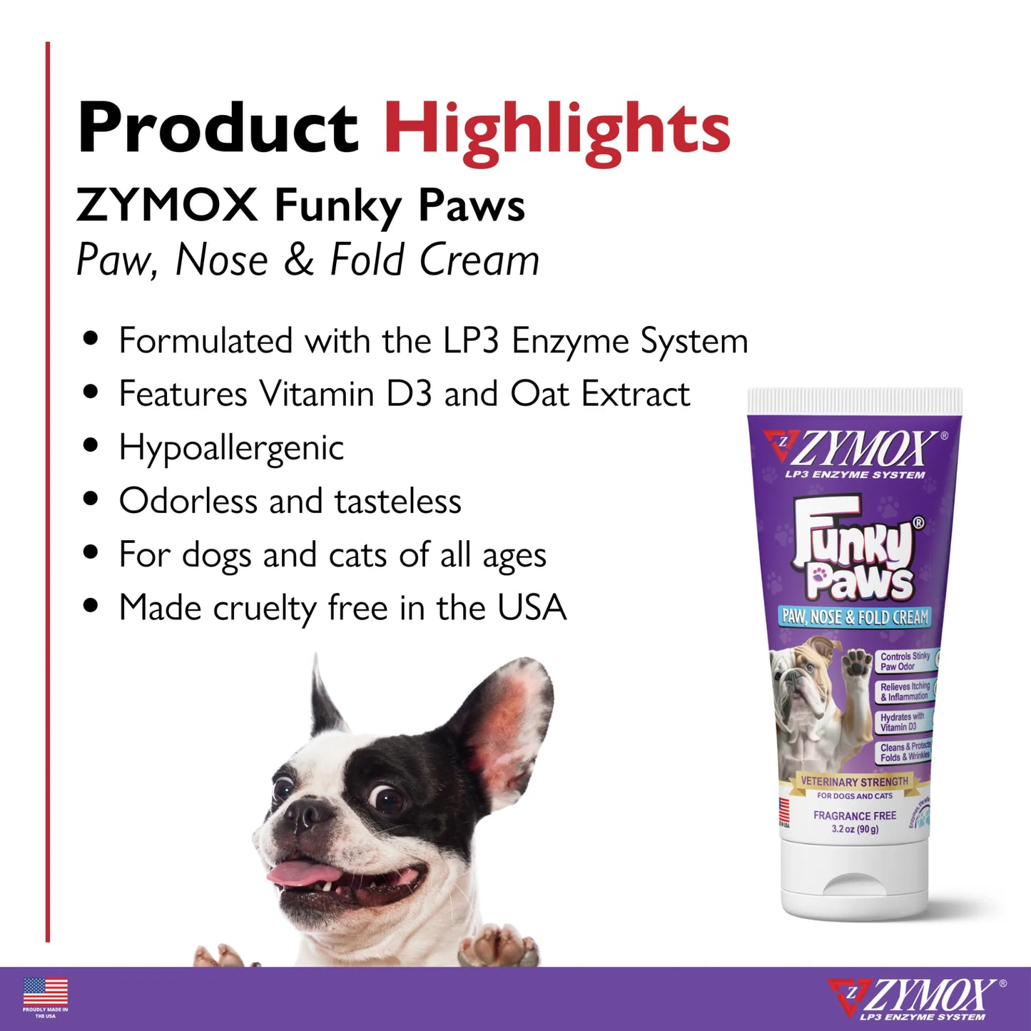 Funky Paws - Paw , Nose, and Fold Cream  3.2 oz Tube for Cats & Dogs