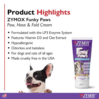 Funky Paws - Paw , Nose, and Fold Cream  3.2 oz Tube for Cats & Dogs
