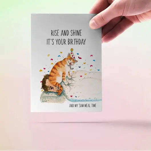 Rise and Shine Naughty Cat (DAD)- Greeting Card