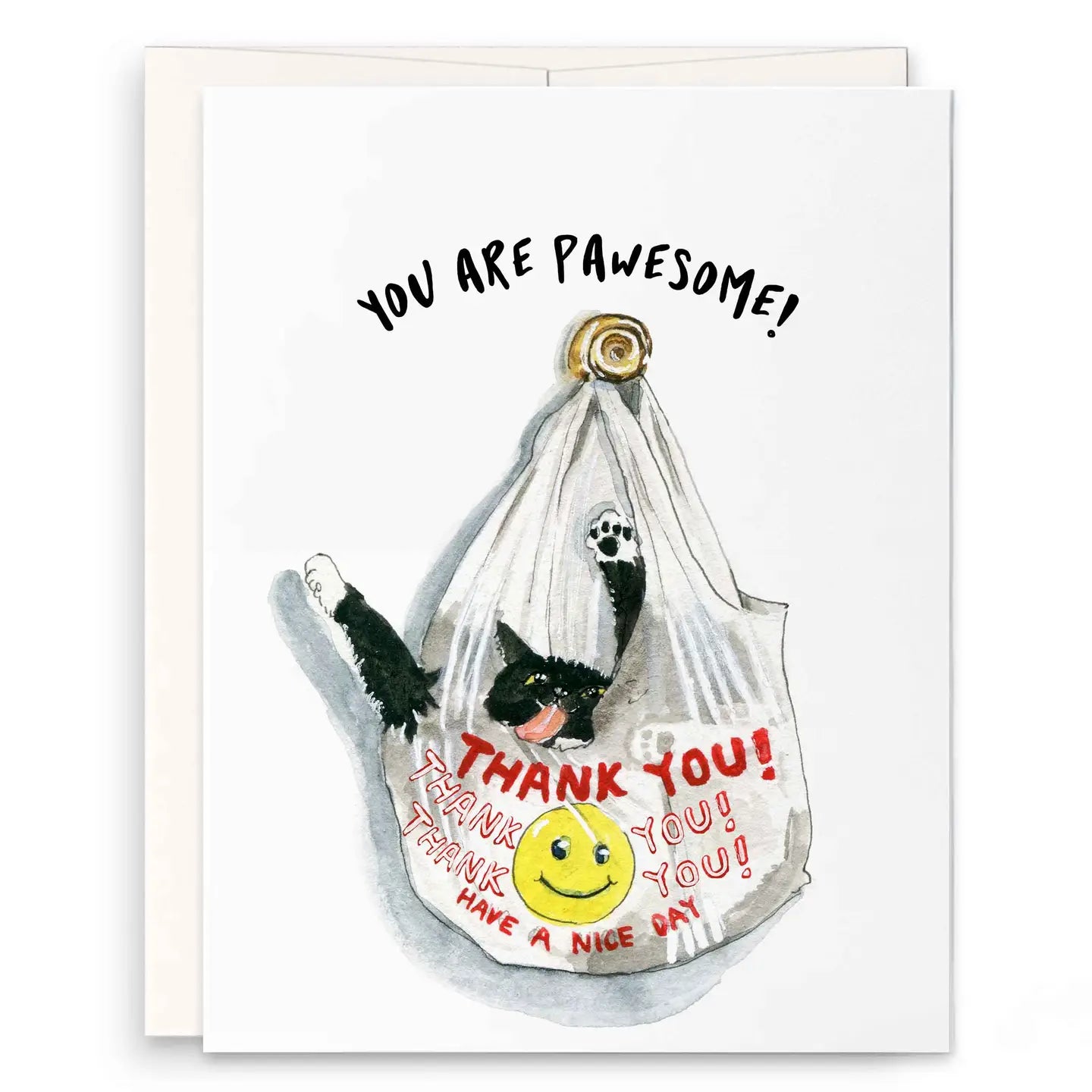 Thank You Bag Cat - Greeting Card
