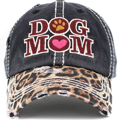 Dog Mom Leopard Washed Vintage Ballcap