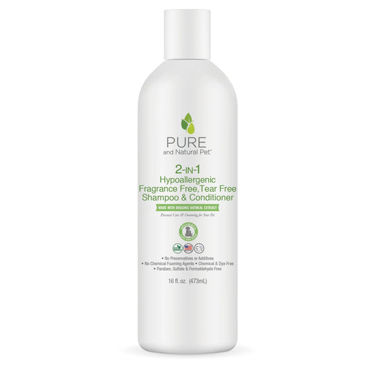 2-In-1 Grain-Free Organic Shampoo & Conditioner (Hypoallergenic Fragrance Free) 16oz