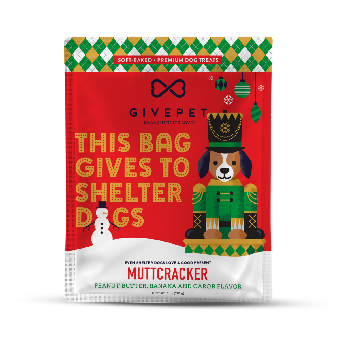 MUTTCRACKER Holiday Dog Treats (Soft Baked) 6oz