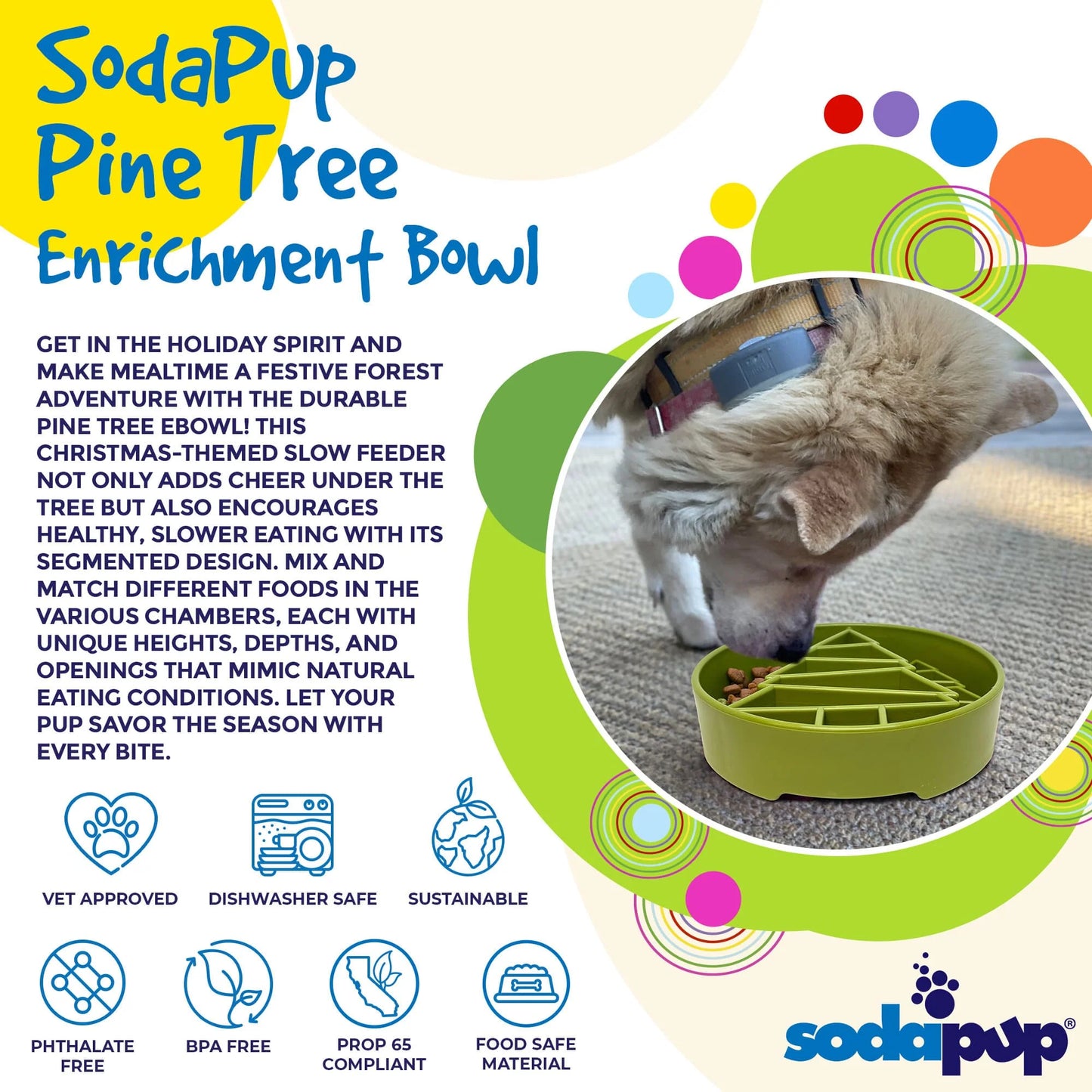 SODAPUP PINE TREE DESIGN EBOWL ENRICHMENT SLOW FEEDER BOWL FOR DOGS
