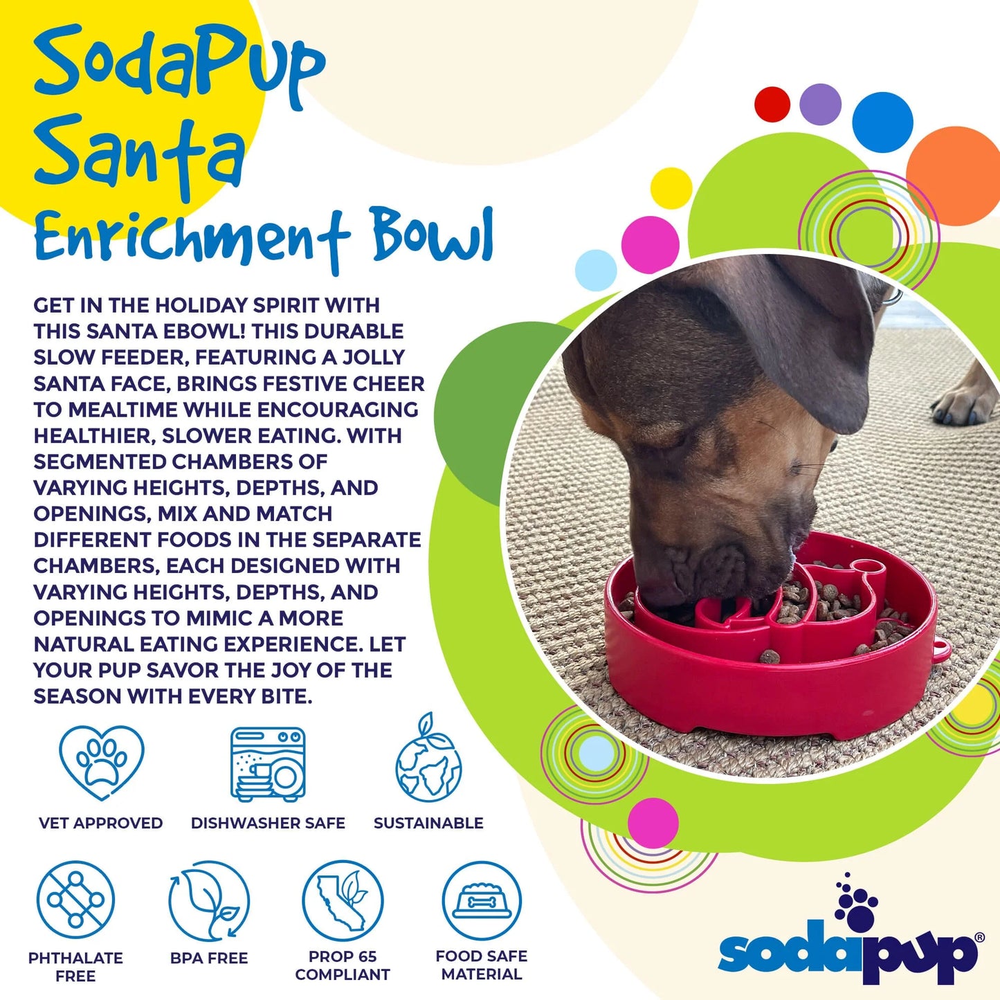 SODAPUP SANTA DESIGN EBOWL ENRICHMENT SLOW FEEDER BOWL FOR DOGS
