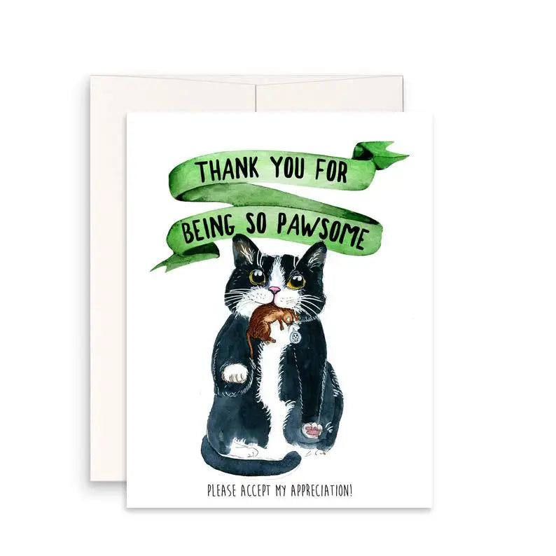 Pawsome Cat Gift Thank You - Greeting Card