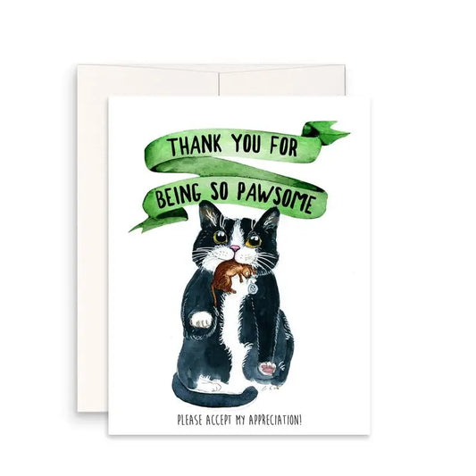 Pawsome Cat Gift Thank You - Greeting Card