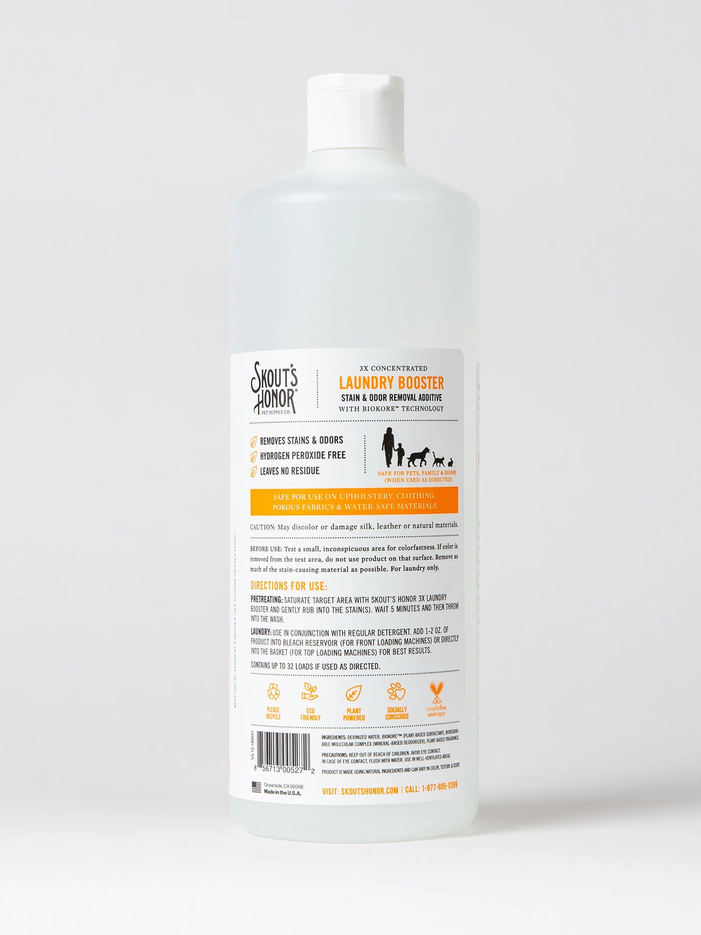 Skout's Honor Laundry Booster - Stain & Odor Removal Additive 32 fl oz