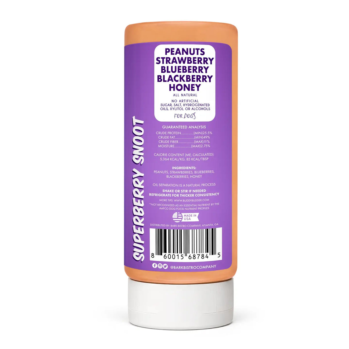 Superberry Snoot Buddy Budder- 14oz Peanut Butter Squeeze Bottle