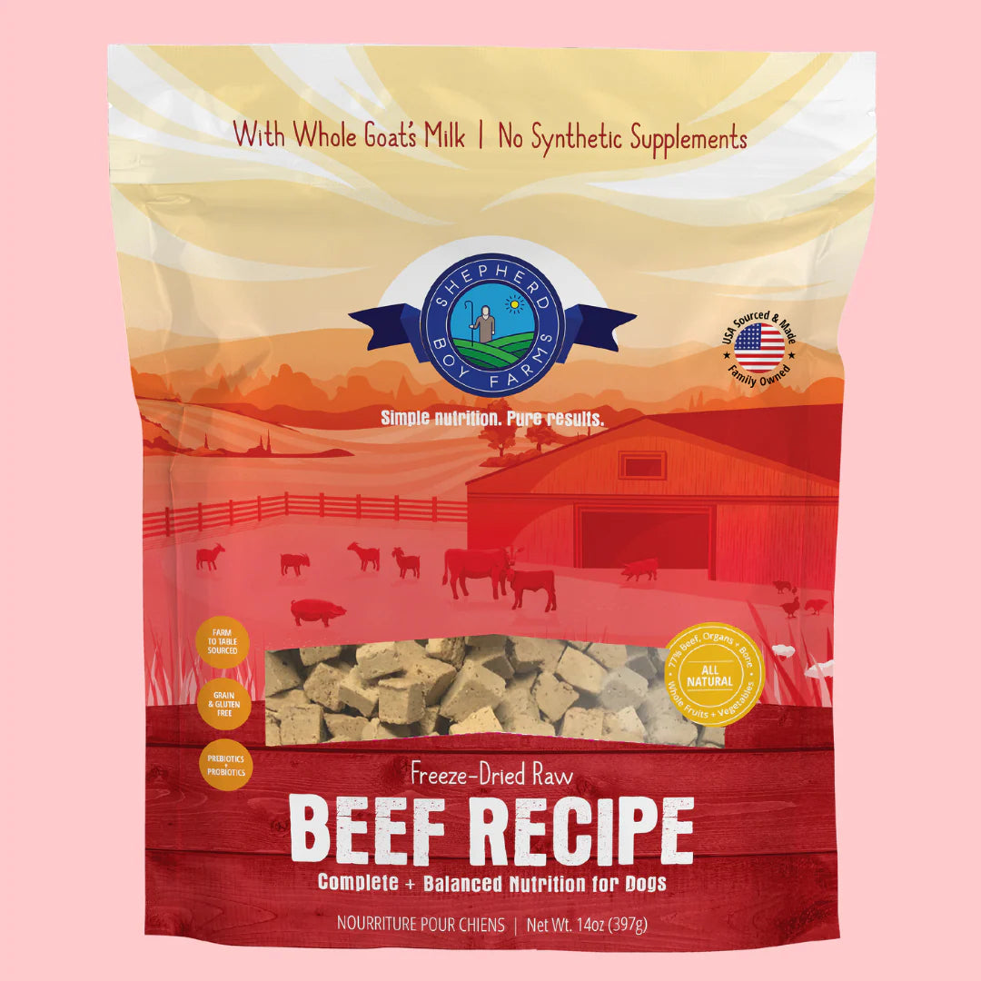 SHEPHERD BOY FREEZE DRIED RAW FOOD 14 OZ DOG BEEF