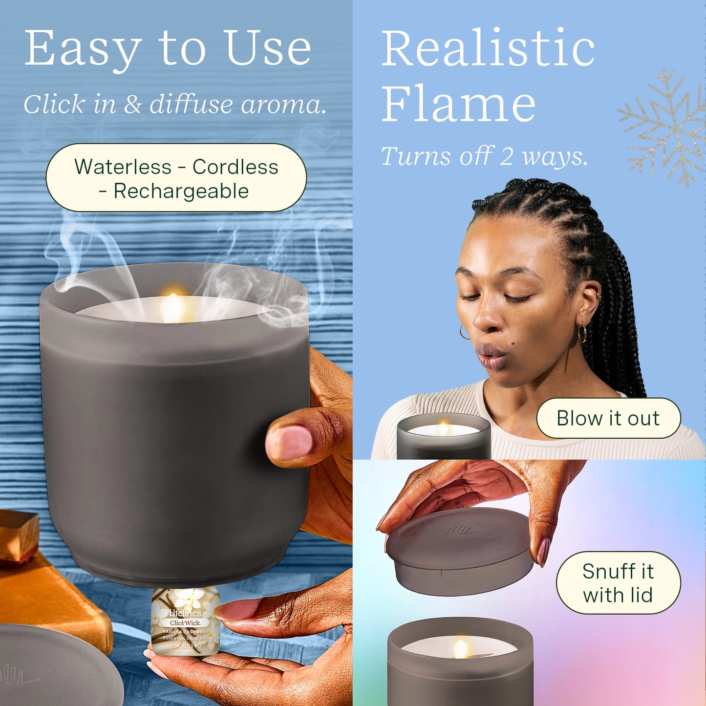 Flameless Candle Diffuser - Winter with 2 Clickwicks