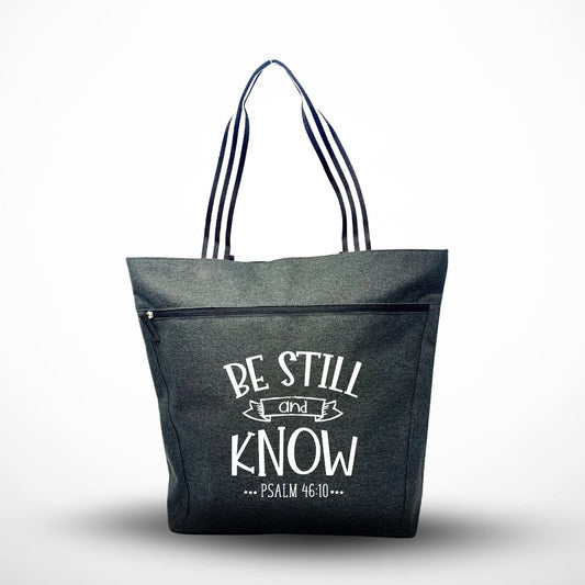 Be Still & Know Tote Bag Black Lexie