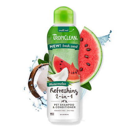 Tropiclean Refreshing 2 - in - 1  Pet Shampoo & Conditioner WATERMELON