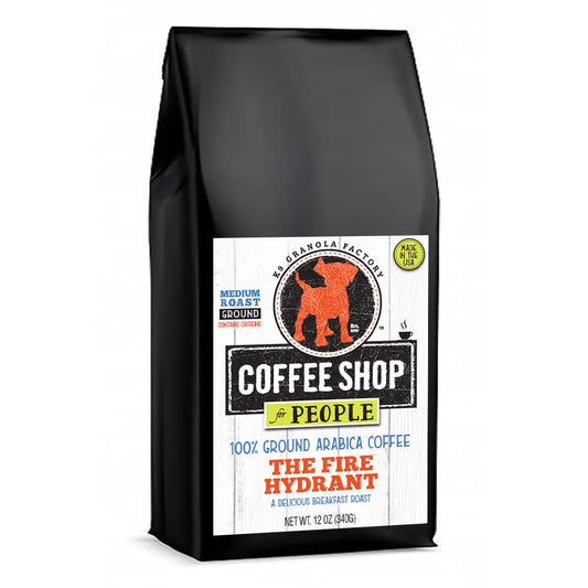 K9 GRANOLA FACTORY -Coffee Shop The Fire Hydrant 100% Ground Arabica Coffee for people 12oz