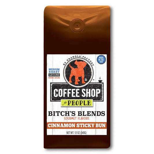 K9 GRANOLA FACTORY Coffee Shop - 12oz Gourmet Flavor Cinnamon Sticky Bun Coffee for People