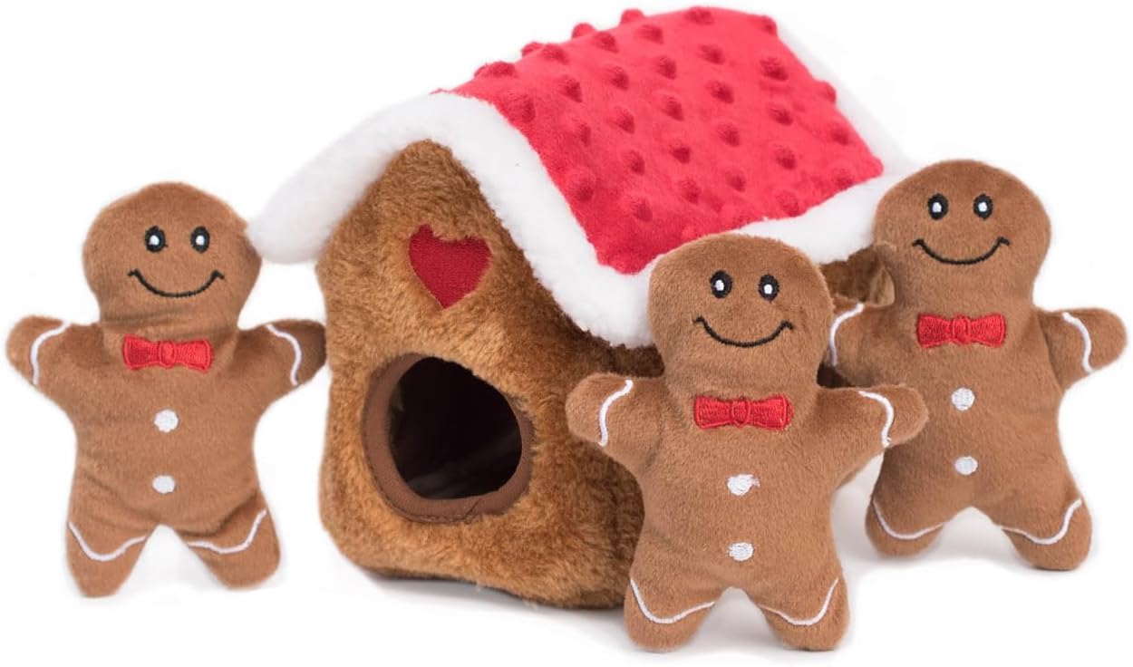 Holiday Zippy Burrow - Gingerbread House - Christmas Dog Toy