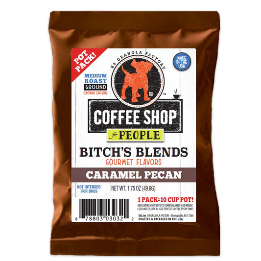 K9 GRANOLA FACTORY Coffee Shop - Gourmet Flavor Caramel Pecan Coffee for People (POT PACK)