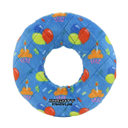Mighty Ring-Celebration, Squeaky Dog Toy, No Stuffing (LARGE)